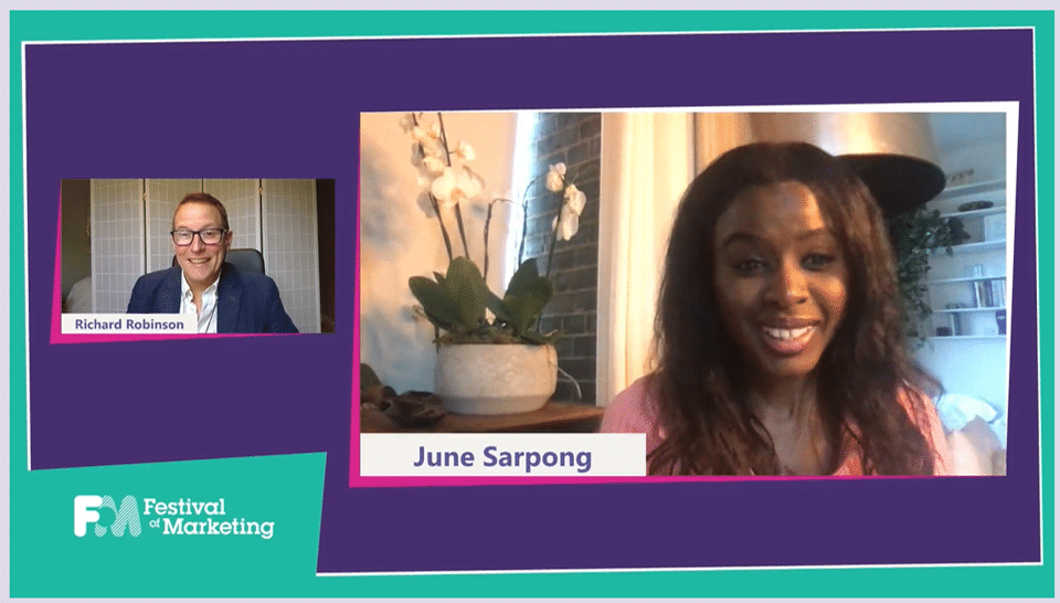 June Sarpong, Director of Creative Diversity at the BBC, spoke at the UK's Festival of Marketing 2020.