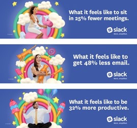 An example of Slack's B2B marketing humour in its advertising.