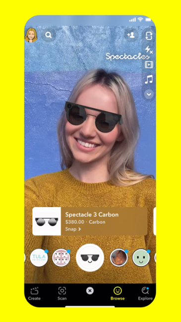 A demonstration of Snapchat's AR Shopping Lenses.