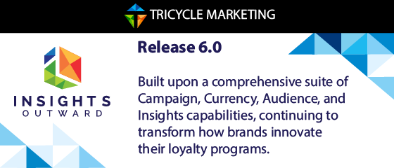 Tricycle Marketing released a new version of its InsightsOutward loyalty platform-as-a-service.