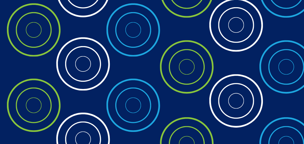 nested golden circles on blue background